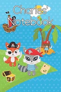 Charles' Notebook - Write and Draw for Kids : Pirate Animals Personalized Dot Grid and Lined Combination Notebook / Diary - Enjoy Creative Doodling and Writing in the Same Book - Alternating Dotted an