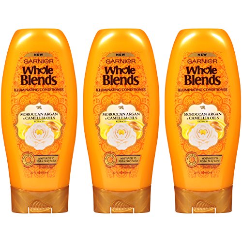 Garnier Hair Care Whole Blends Illuminating Conditioner with Moroccan Argan & Camellia Oils Extracts, 22 Fl Oz (Pack of 3)