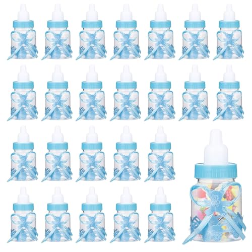 24pcs Faveur De Douche De Biberon, Bouteilles de Douche de Bébé, Biberon à Dragées Bonbons Bouteille, Mini Boîte à Bonbons En Plastique Pour Garçon...