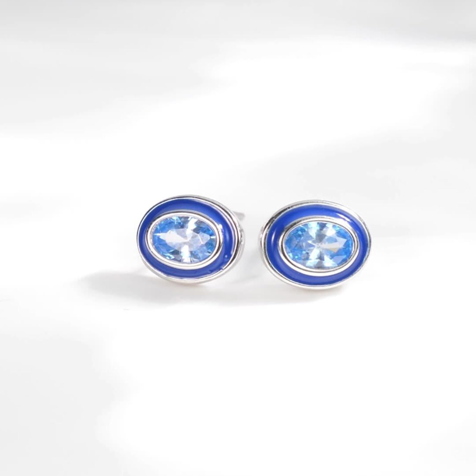 Kolczyki na sztyfcie, białe złoto, 750 585 375, prawdziwe złoto, damskie, eleganckie owalne topaz, na wesele, bez niklu, prawdziwa biżuteria, białe złoto