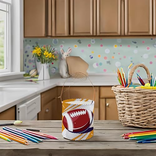 Image of Football Easter Basket for Kids Baby Boys and Girls Cute Toy Storage Organizer Bin Box Easter Dinosaur Room Decor(Football)