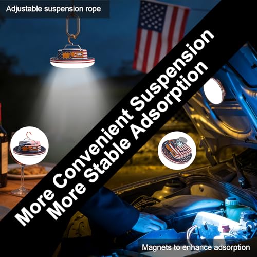 Image of IODOO 10000mAh Rechargeable Camping Light with Remote , US Flag Print American Flag Light for Outdoor Camping Hiking Emergency Power Failure (30W(US Flag Style))