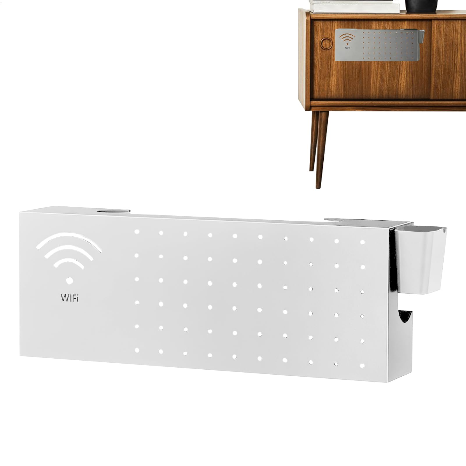 Nascondino Box WiFi Organizzatore Multifunzionale Da Parete In Acciaio Al | Cabinet Per Router WiFi per Connessione Rete Presa Uscita Organizzatore Cavo Soggiorno TV Scrivania