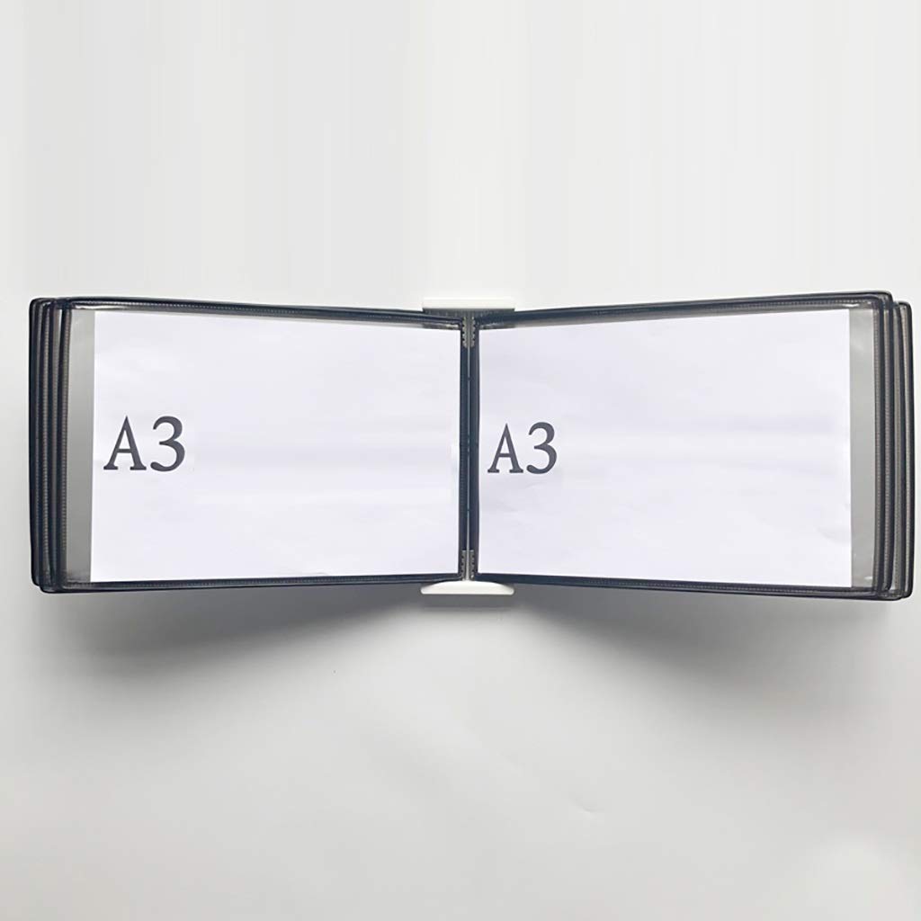 GLETSF Wall Mount Reference Display System, Catalog Display Rack, A4 Folder Wall-Mounted File Holder, 10 Panels Desktop/Wall Reference System, Poster Flip Book,Folders,Grey
