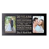 Personalized twenty year anniversary gift her him couple Custom Engraved wedding celebration for Husband wife girlfriend boyfriend photo frame holds two 4x6 photos by LifeSong Milestones (Black)