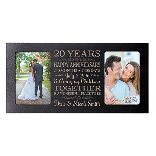 LifeSong Milestones Personalized 20th Year Anniversary Picture Frame 20 Years Wedding Celebration Keepsake for Him Her Parents Twenty Years holds Two-4x6 Photos (Black)