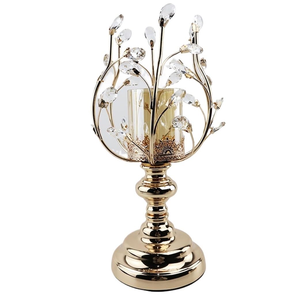 HTTGDGDH European Candle Holder Crystal Metal Candle Holder Ornament,