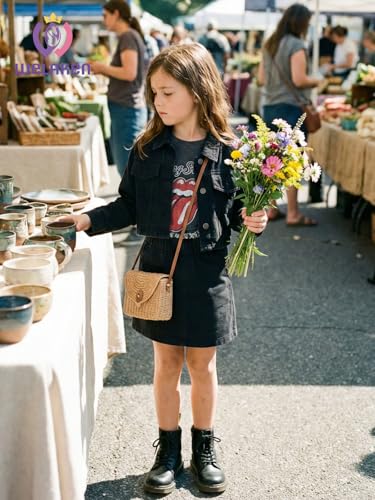 Image of WELAKEN Denim Skirt Sets for Girls Kids & Teen (Jean Jacket + Mini Skirts) II Girl's Clothing Sets