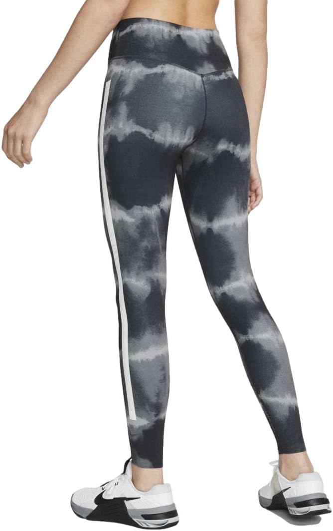Nike Women's Mid Rise 7/8 One Luxe Leggings (Medium, Black/White/Clear)