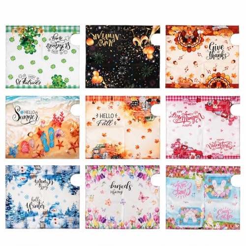 9 Pack Mailbox Covers Magnetic Standard Size 18 x 21 Inch Seasonal Mailbox Wraps for Spring Summer Fall Winter Christmas Halloween 4th of July Easter Weatherproof Decorative Post Letter Box Decor