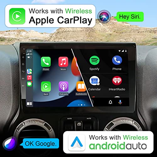 Iying 10.1 Inch In-Dash Head Unit Wireless Carplay Android Auto Car Stereo 4Gb+64Gb Android 10.0 Am/Fm Radio Wifi Bluetooth Gps Navigation Car Multimedia Compatible With Jeep Wrangler 2015-2017 #TOP2