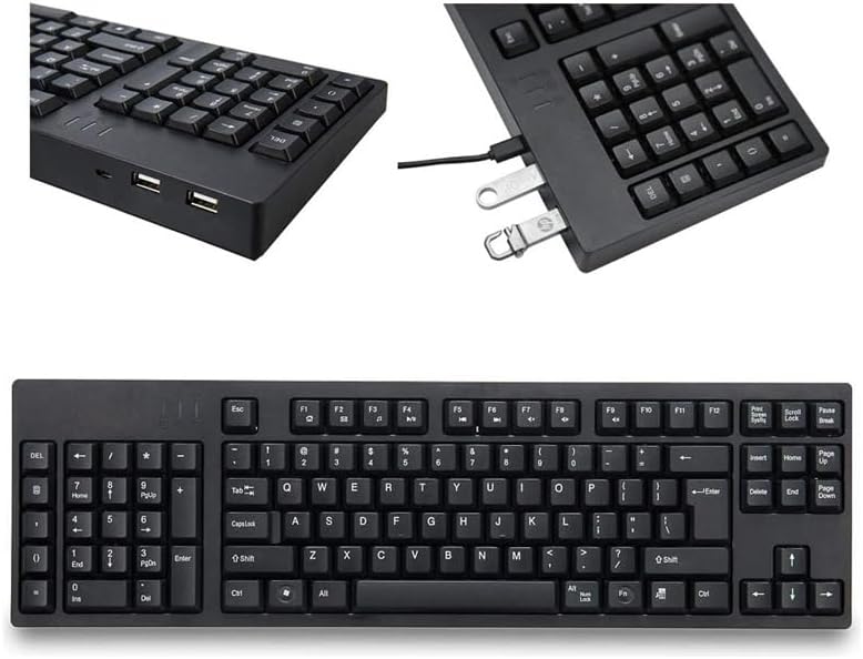 MCSaite Left-Handed Keyboard, Wired Ultra-Thin Keyboard USB Port with 2 Hubs Portable Scissors Foot Structure Fit with Professional or Industrial Use for Computer Laptop Mac Notebook