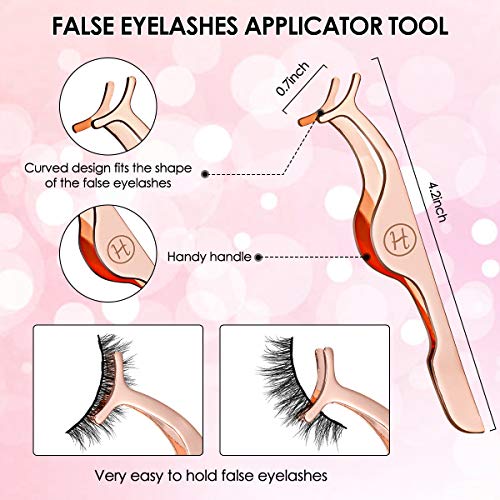 Eyelash Curler,Hizek 3 in 1 Mini Eyelash Curler Kit with Partial Eyelash Curler,Eyelash Extension Tweezers and Silicone Refill Pads,for Eyelashes Curling Natural and Long Lasting (Rose Gold) - Thumbnail 5
