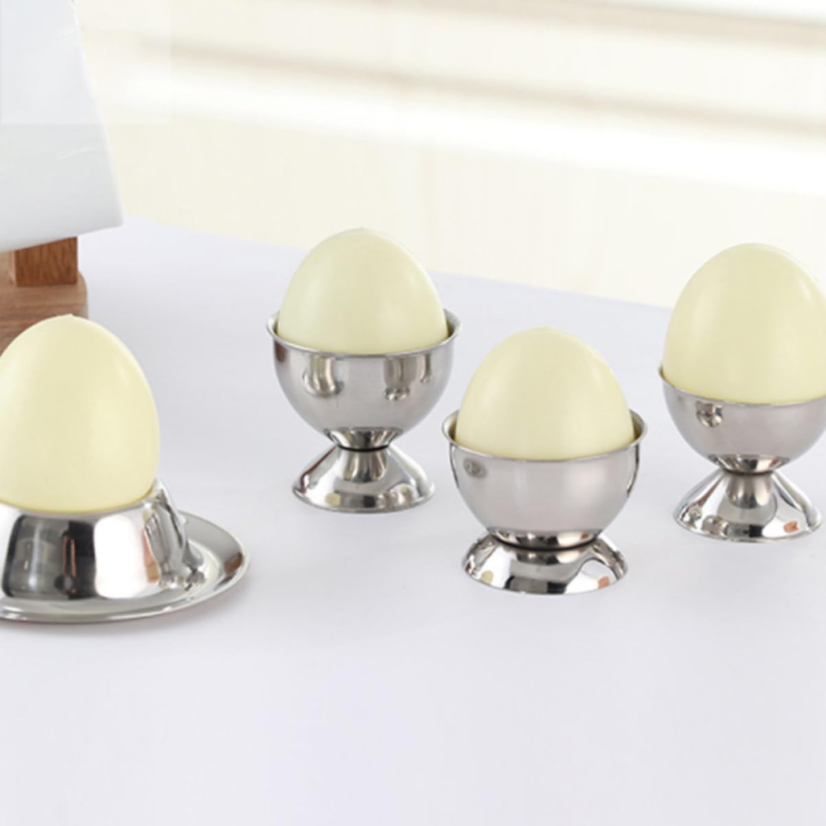 PRETYZOOM 2pcs Stainless Steel Egg Holder for Boiled Eggs Modern Design Tabletop Kitchen Tool for Breakfast Brunch for Decorating