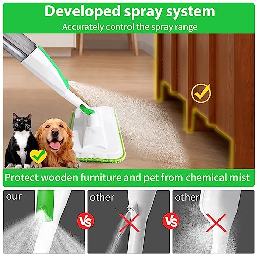 Image of Wet Spray Mop for Floor Cleaning with 14 oz Bottle & 3 Microfiber Pads | Refillable bottle, washable pads, dry /wet use for home or commercial cleaning on hardwood, laminate, wood & ceramic floors