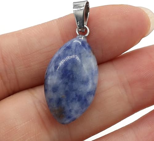 Miniatura 7 de LE SKY 20 colgantes de piedra natural con forma de marquesa pulida, piedra de ágata de cristal curativo de Reiki para hacer joyas y collares, Ágata