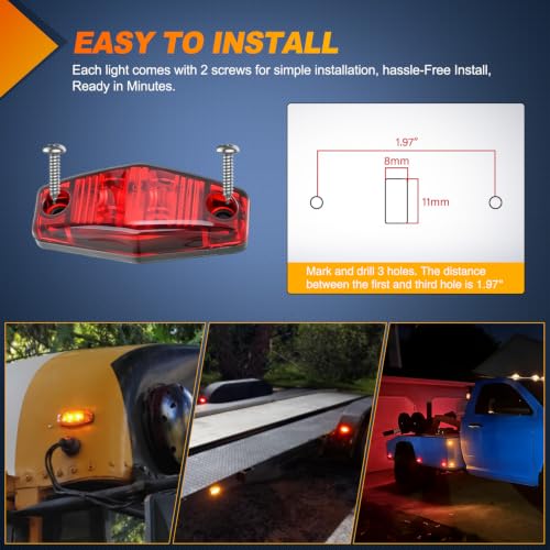 Image of Nilight LED Trailer Light Kit Oval Tail Lights with Diamond Marker Light
