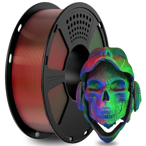 Filamento PLA Tricolor Seda 1,75mm(±0,02mm) para impresoras 3D, 1kg, 1 rollo envasado al vacío, PLA bicolor similar a la seda, Rojo+Verde+Azul