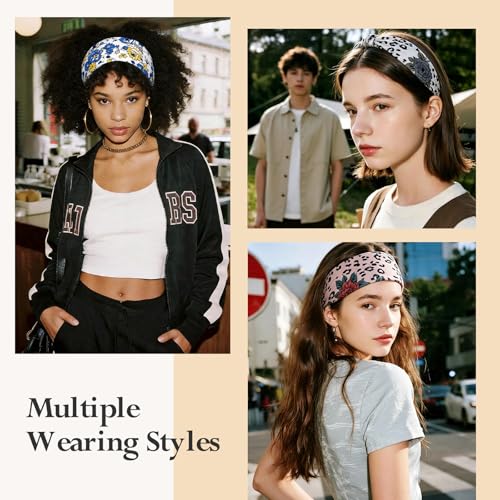 Image of HSEM Boho Headbands for Women 6-Pack - Non-Slip Wide Head Bands, Thick Elastic Hair Bands - Large Knotted Soft Stretchy Sweatbands for Running, Yoga, Makeup, Washing Face, Spa & Workout