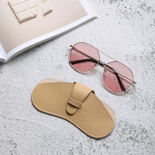 Image of Leather Sunglasses Case, Portable Soft Leather Sunglasses Bag, Flexible Sunglasses Pouch Slim Case for Men and Women(yellow)