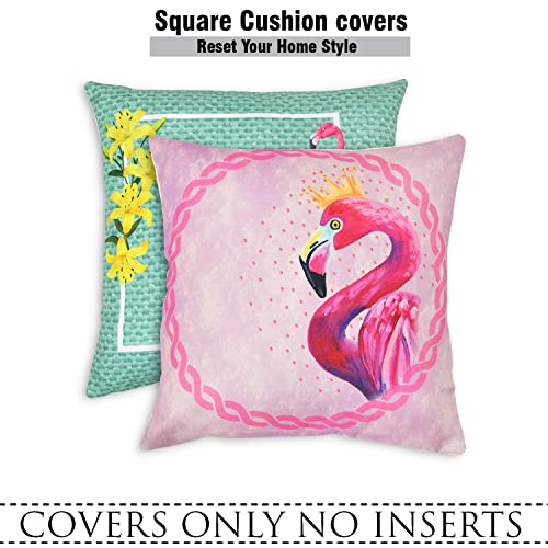 Image of ohello Designer Printed Holland Velvet Throw Pillow Covers 16 inch x 16 inch or 40 x 40 cm Set of 2 - Designer Square Pillow Covers /Cushion Covers for Bed, Sofa,Chair, Bed & Living Area | 0010