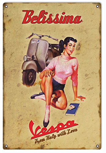 Belissima Vespa from Italy Motor Scooter Sign