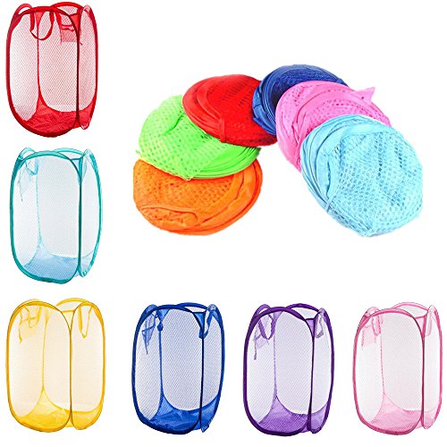 RayLineDo® 6 x Foldable Pop Up Mesh Washing Laundry Basket Hamper Bag Bin Tidy Clothes Storage