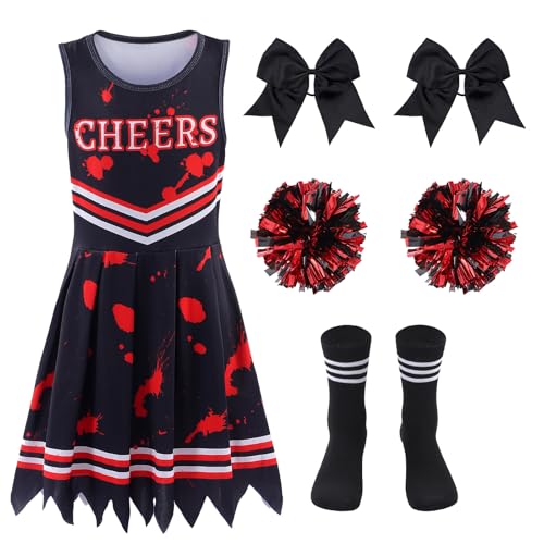 Zombie Cheerleader Costume for Girls Cheer Costumes Kids Halloween Scary