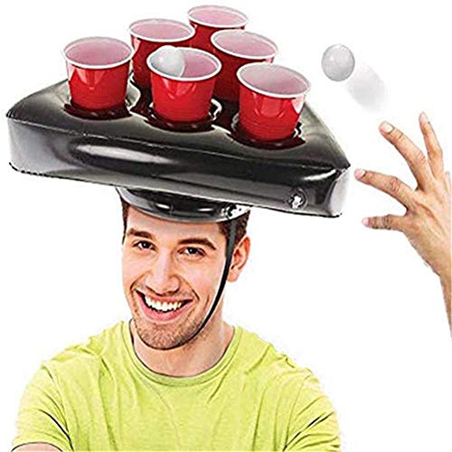 Juego De Beer Pong,Sombrero Inflable De Beer Pong,Juego De Fiesta De Estilo Americano para Adultos,Juego De Eer Pong,Juego Interactivo Que Lanza Juguetes para Niños,para (Negro)