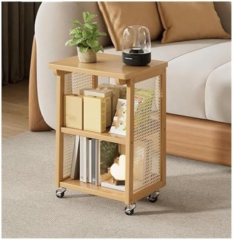 360° Rotating Rolling Cart Storage Shelf - Multi-Layer Mobile Coffee Table Side Table for Sofas - Creative Brown Design for Living Room Organization