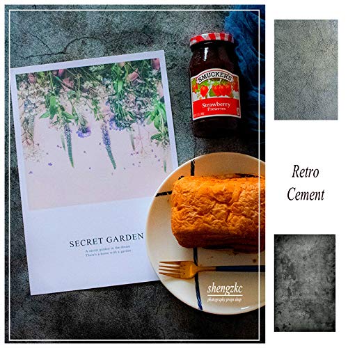 Shengzkc Food Photography Backdrop 2 Pcs 21X33Inch Concrete Flat Lay Photo Photographic Background Paper Double Sided For Tabletop Product Blogger Pictures Props Board Jewelry Ins Video #TOP1