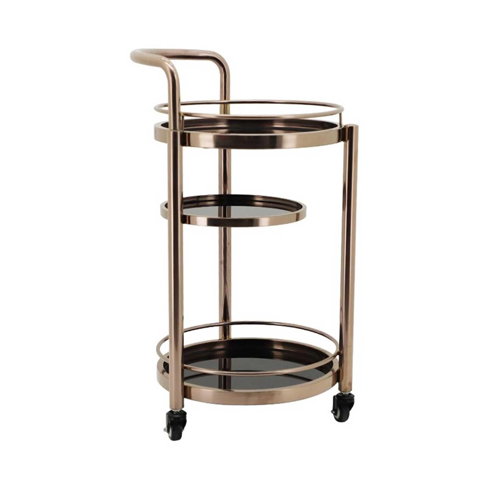 Carrelli di servizio Carrello da bar rotondo in metallo a 3 livelli Mini carrello con rotelle Vassoio a più for organizer tavolo , scaffale cucina di casa, 16,5x ,5 X 32,6 pollici Organizzazione(Gold)