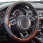 Xizopucy Wood Grain Steering Wheel Cover Black Universal Microfiber Leather, Suitable for 14 1/2-15 inch Comfortable Anti-Slip , Good Breathable and Odorless Car Steering Wheel Cover
