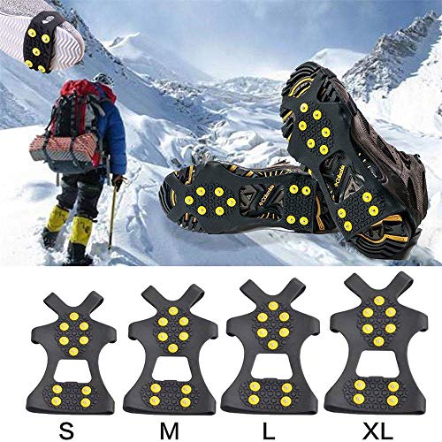 xiaohan - 10 Tacos Unisex Antideslizantes para Nieve, Hielo, termoplástico, Escalada, Zapatos, Pinchos, Tacos, Zapatos, Cubiertas de crampones, X-Large