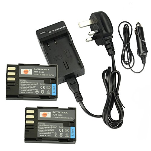 DSTE? 2pcs D LI90 Rechargeable Li Ion Battery + Charger DC93U for Pentax 645D, K 01, K 3, K 5, K 5 II, K 5 IIs, K 7 Digatal Camera