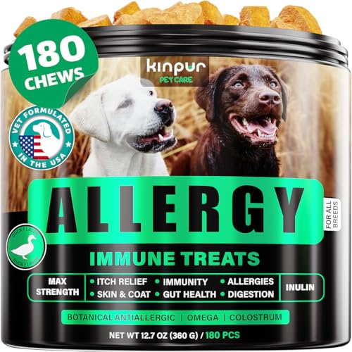 Natural Dog Allergy Chews for Dog Itch - Tasty Allergy Relief Pet Supplement for Dry Itchy Skin, Hot...