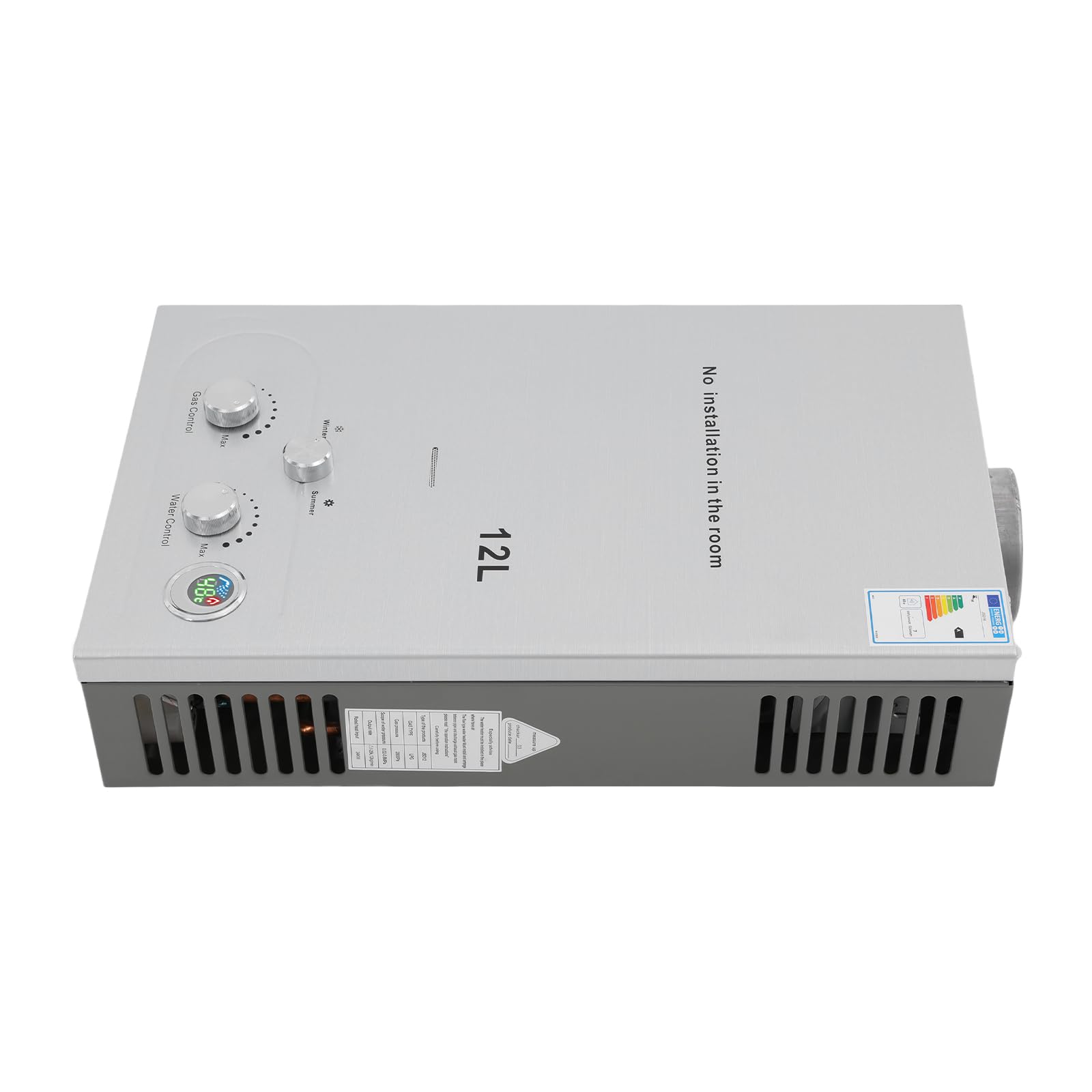 Calentador de agua de gas, 24 kW con control inteligente de temperatura de CPU, calentador de agua portátil para exteriores, calentador de agua de gas sin depósito, para casa, autocaravanas, cabinas