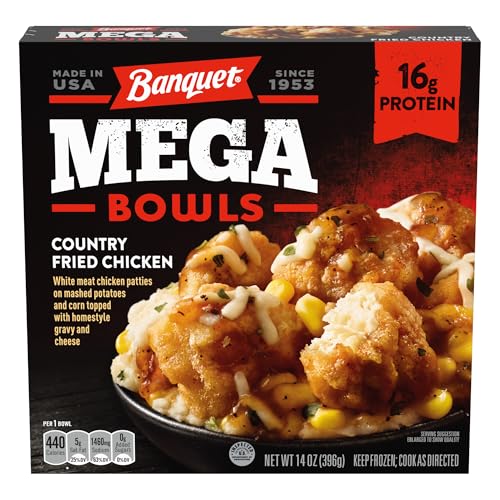 Banquet Mega Bowls Country Fried Chicken, Microwave Meal for One, Frozen Meal,...