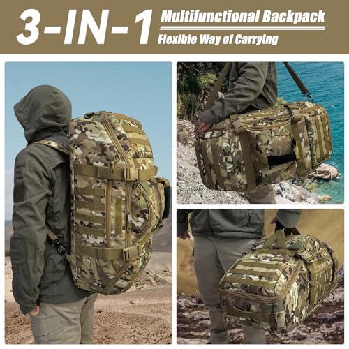 Image of Hannibal Tactical 65L Large Duffle Bag, 3-in-1 Tactical Backpack MOLLE Pack for Sports, Gym, Outdoor
