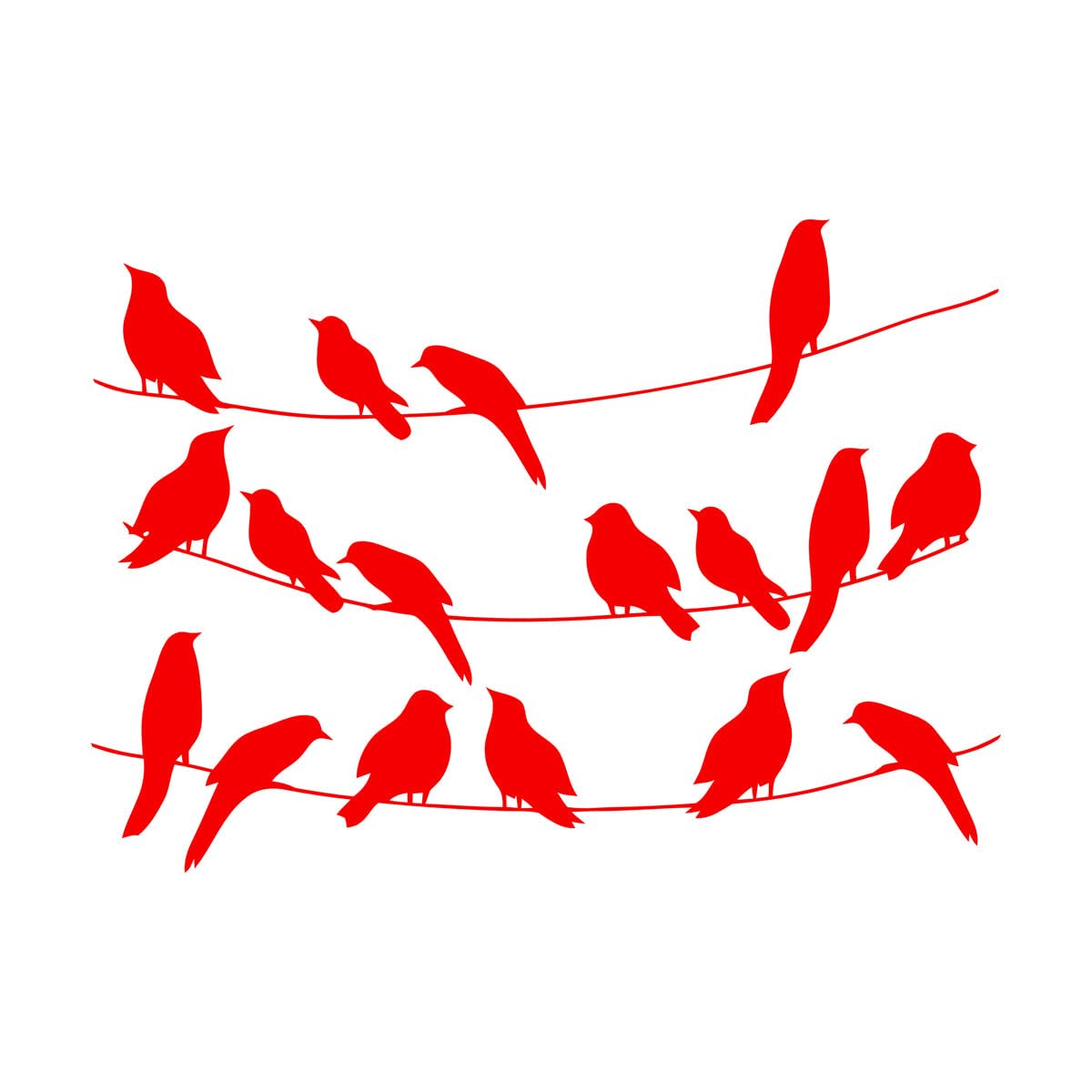 Lettering Decals Birds on the Wires Natural Animal 81x111.5cm Self Adhesive Extra Large red