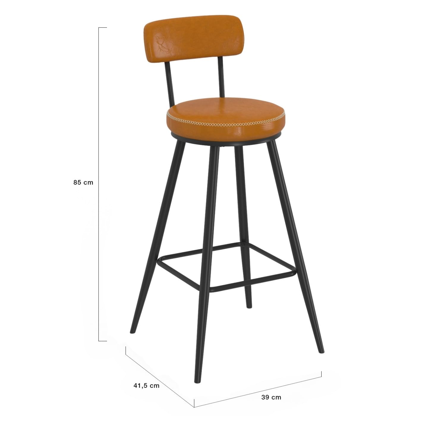 IDMarket – Juego de 4 taburetes de bar ISAURE PU marrón