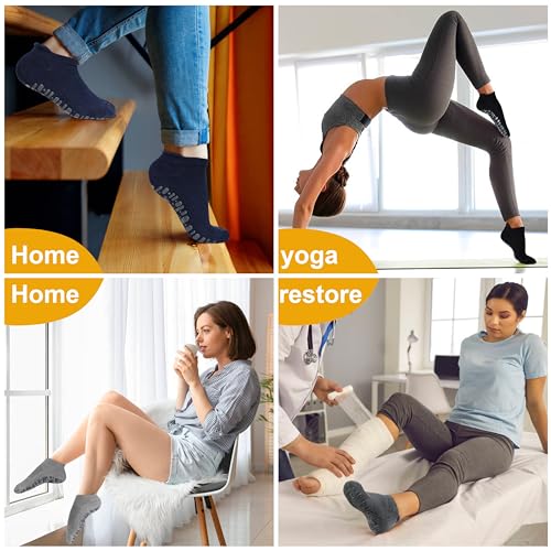 Image of Muezna Non Slip Yoga Socks for Women, Anti-Skid Pilates, Barre, Hospital Socks with Grips, Size 5-10