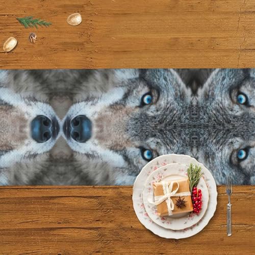 Chemin de table imprimé loup nappe moderne pour mariage et table de cartes - 6