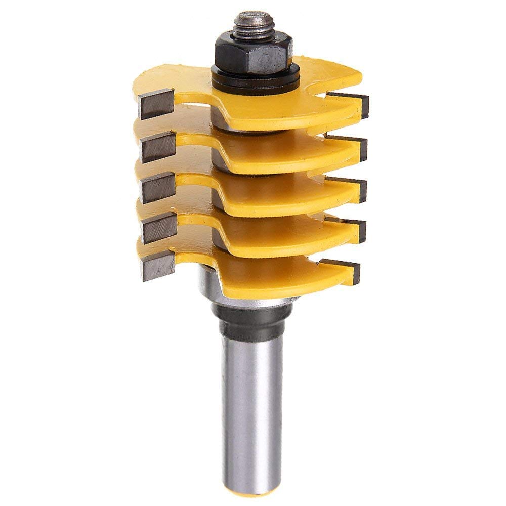 Gasea 1/2 Inch Shank Box Finger Router Bit Adjustable 5 Blade 3 Flute Woodworking Chisel Cutter