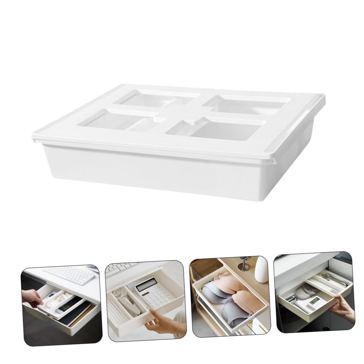 Housoutil Organizzatore del Cassetto in Plastica Resistente Contenitore Portaoggetti per Ufficio e Casa Design Salvaspazio per Scrivania