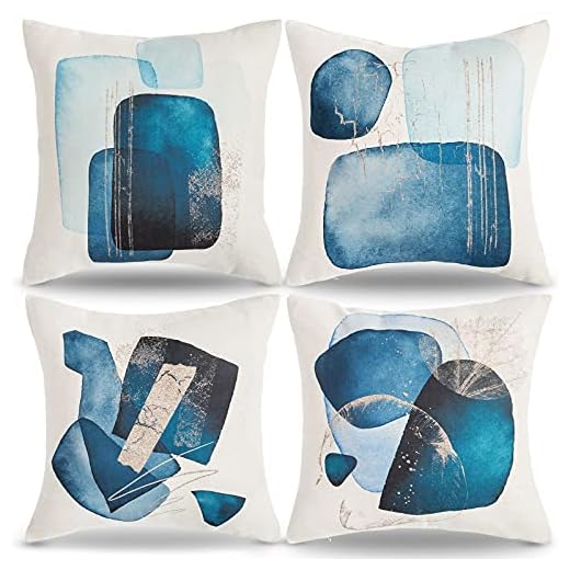 AkcentPillo Lino Fundas De Almohada Abstracto Funda Cojin Azul Fundas Cojines 45x45 Impresión Fundas De Cojines Morandi Fundas para Cojines De Sofas
