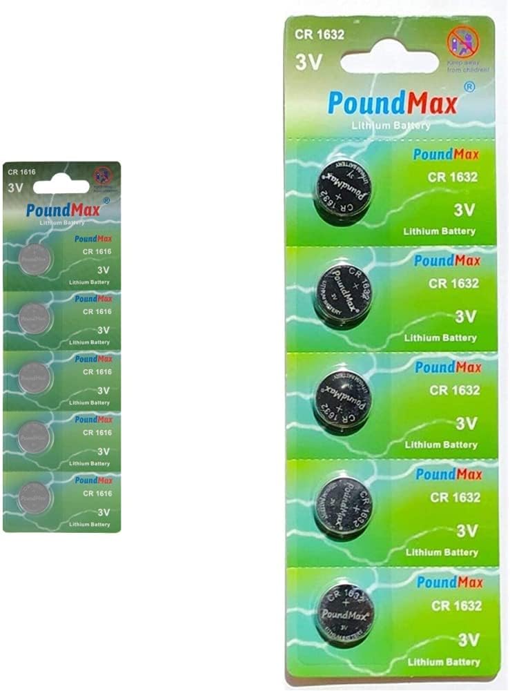 5 x 1616 CR1616 DL1616 3V PoundMax Lithium Coin Cell Batteries & 5 x 1632 CR1632 3V Lithium Batteries