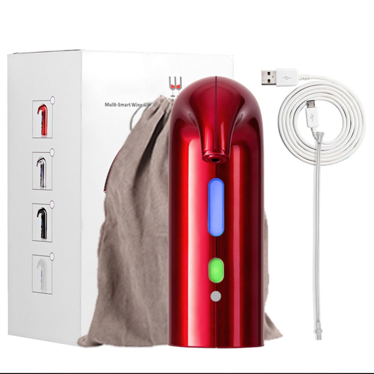 Verseur-aérateur de Vin Électrique Rouge 1500mah, Abs Silicone