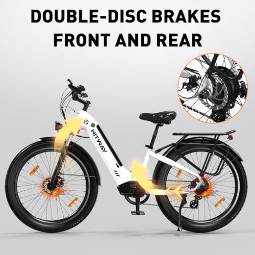 HITWAY 26x3.0 Electric Bike, 250W City Cruiser E bike, 48V 18Ah Removable Battery Max.Range 55-80KM, Shimano 7-Speed, Commuter Electric Bicycles for Adults - Image 7