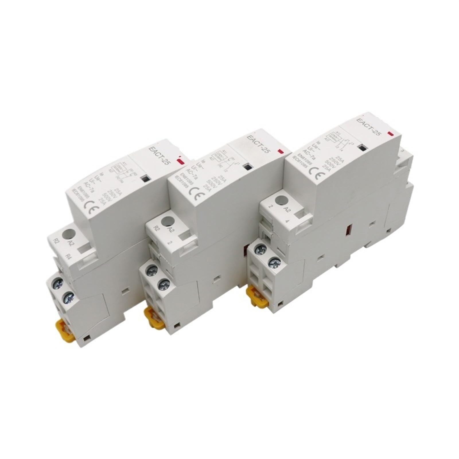 JJHQOKYNA 1PC EACT-2P-25 2P 16A 20A 25A 1NO 1NC 2NO 2NC AC 220V 230V 50/60Hz Din Rail Mounted Household Modular Contactor(2p 25a 2no)